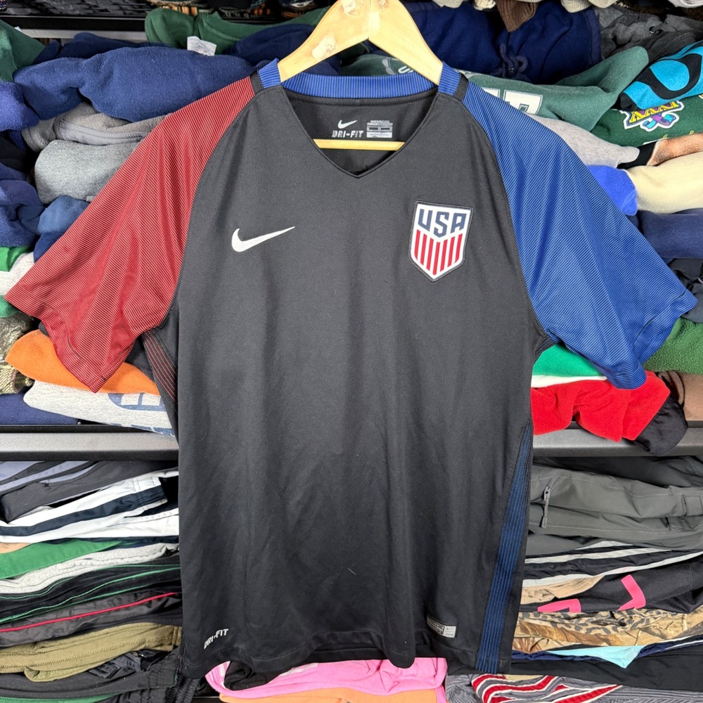 Nike‎ USA Soccer Jersey Mens Medium Black Red Blue 2016 Authentic Dri-FIT